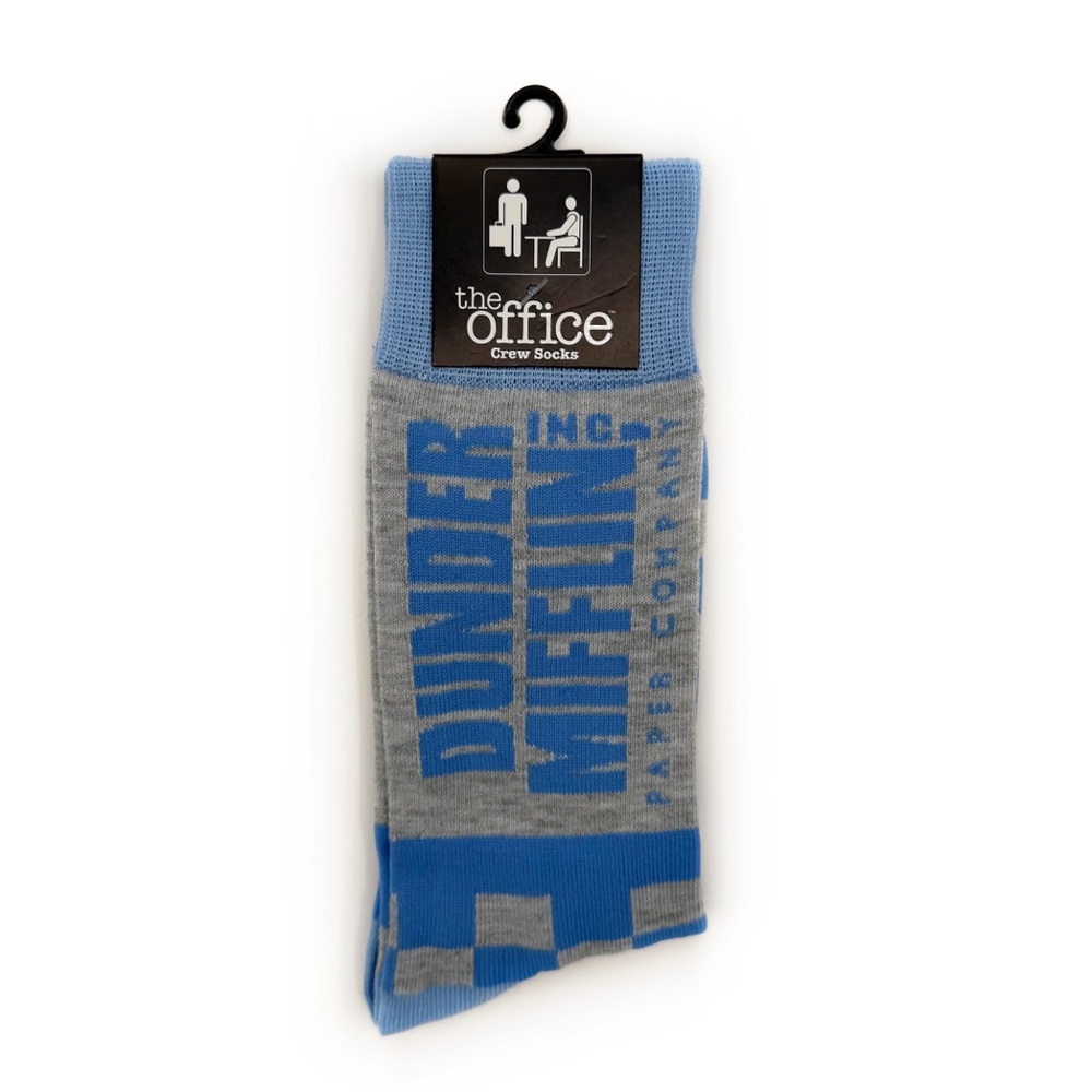 The Office Crew Socks Mens Womens Gray Light Blue Dunder Mifflin 2000s TV Gift